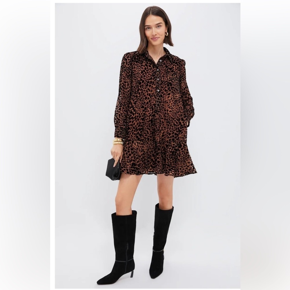 Leopard Velvet Burnout Callahan Shirt Dress XL